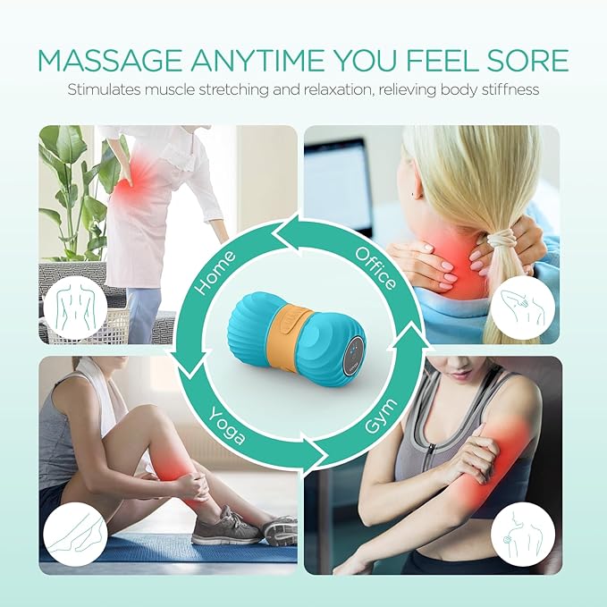 VOYOR-HEALTH Vibrating Peanut Massage Ball Roller Electric Double Lacrosse Massage Ball with 4 Intensities for Muscle Pain Relief Rechargeable Deep Tissue Massage Yoga Sports Fitness MB300 (Blue)