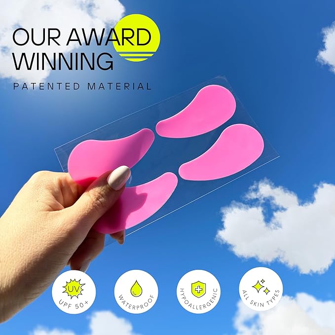 Sun Patch Reusable Sun Screen Silicone Patches For UV Protection &amp Face Sunscreen Sun Face Patches For Sun Exposure UV Shield Silicone Sun Block (1 Pack/4 Pairs) (Pink) (Golf Surf Swim Ski)