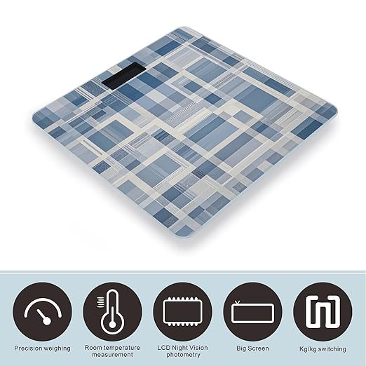 Digital Bathroom Scale for Body Weight Scale with Bright LCD Display High Accuracy Step-On Technology Auto On/Off White Chequered Lattice Digital Scales 400 Lbs /180kg