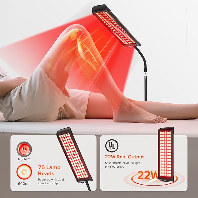 Red Light Therapy for Face and Body GMOWNW Infrared Light Therapy Lamp with Stand 660nm Red Light and 850nm Near Infrared Light Therapy Device for Face Knee Body Skin Care at Home