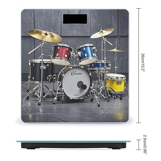 Cool Drum Set Bathroom Scale for Body Weight with High Precision Large LCD Backlight Display Digital Weighing Scale with BMI Capacity Up to 180kg