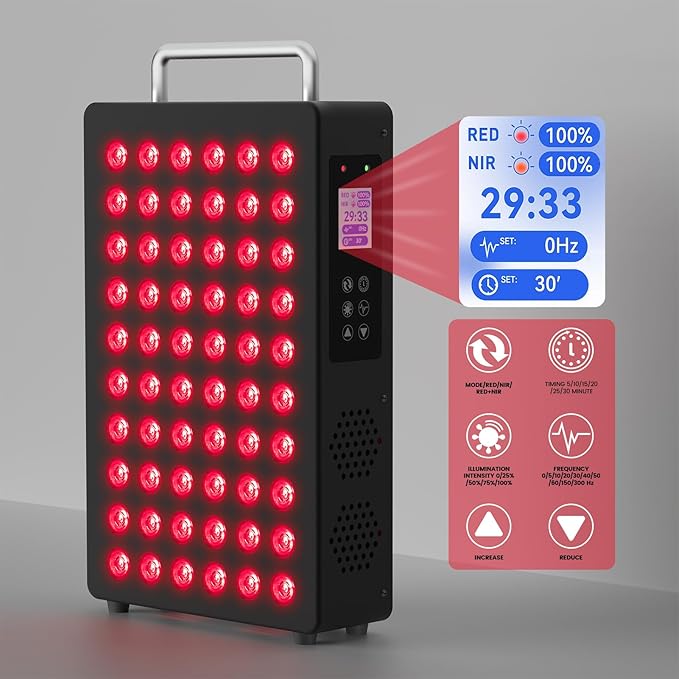 Red Light Therapy Device for Face &amp Body 300W Led Light Therapy Panel with 1.77 LCD Screen 660nm Red &amp 850nm Near Infrared Light 9 Pulse Modes for Skin Care &amp Muscle Recovery
