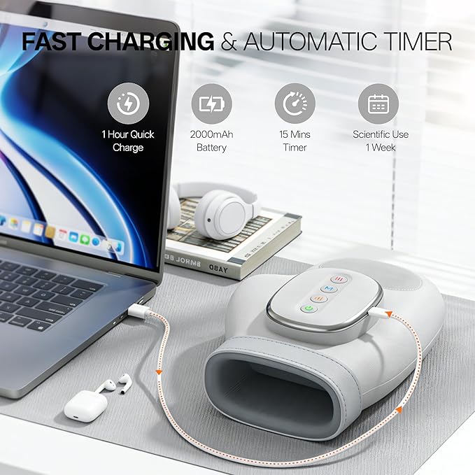 2026 NEW Smart Hand Massager with Heat and Compression – 3 Modes 5 Intensities Wireless Air Pressure for Arthritis &amp Hand Pain Relief – Portable for Home Office Travel – Ideal Wellness Gift