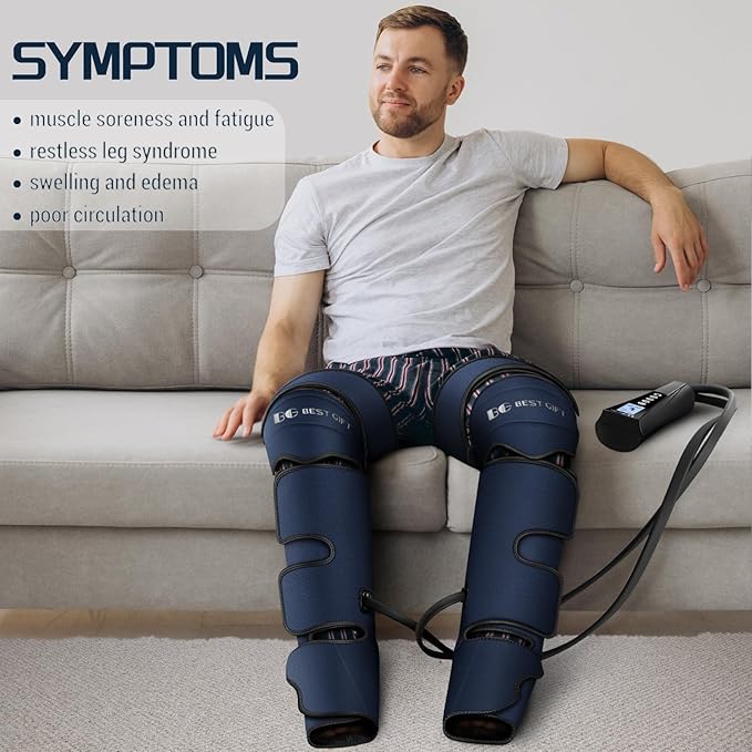 Gifts for Dad Mom Men Women Christmas Mothers Day Fathers Day Air Compression Massager with Heat for Foot Leg Calf Thigh Knee Helpful for Vericose Veins Muscle Fatigue Cramps Swelling Edema