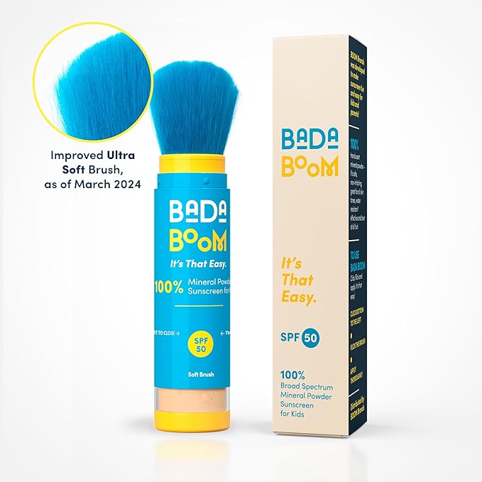Bada Boom Mineral Translucent Sunscreen Powder Brush on SPF 50 for Kids and Sensitive Skin