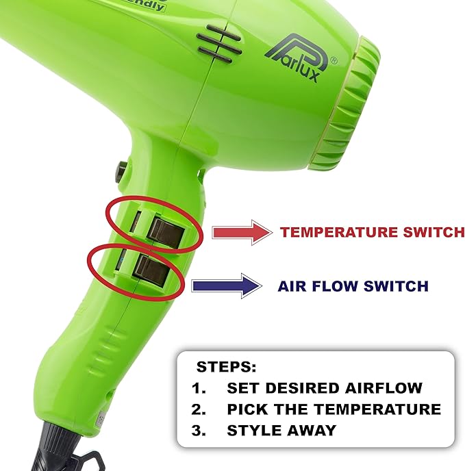 Parlux 3800 Black Eco Friendly Ionic &amp Ceramic Hair Dryer + M Hair Designs Metal Mesh Diffuser (Bundle) – Lightweight Fast-Drying Frizz-Control Blow Dryer for Salon-Quality Styling