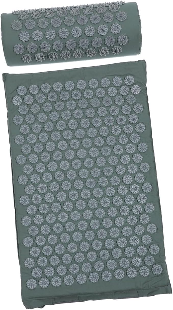 Acupressure Massage Mat and Practical Massage Pillow Set with Bag Washable Yoga Mat for Relief and Full Body Relaxation Grey – Suitable for Home Wellness and Muscle Therapy