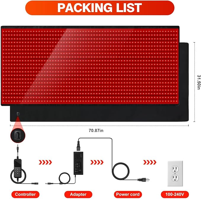 Red Light Therapy Mat 3840 LED Chips Infrared Red Light Therapy Blanket for Body 660nm &amp 850nm Near Infrared Pad with Pulsing Adjustable Timer &amp Heating Modes