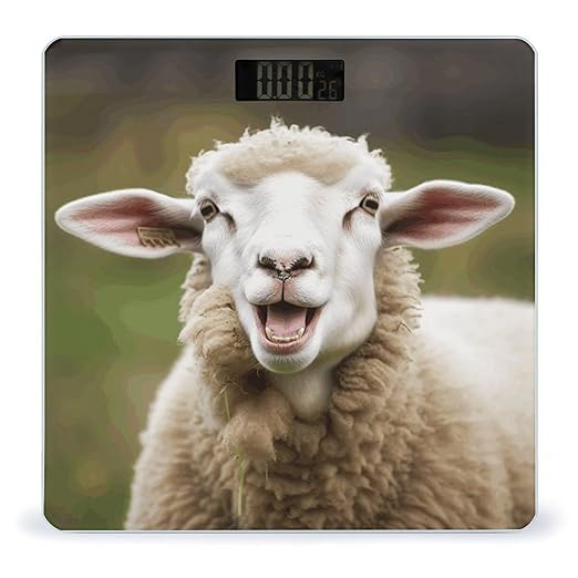 Funny Naughty Sheep Tongue Cute Animal Bathroom Scale for Body Weight Bathroom Digital Electronic Weighing Scale with Back Lit LED Display Sturdy Tempered Glass Weight Watchers Scales 400lb