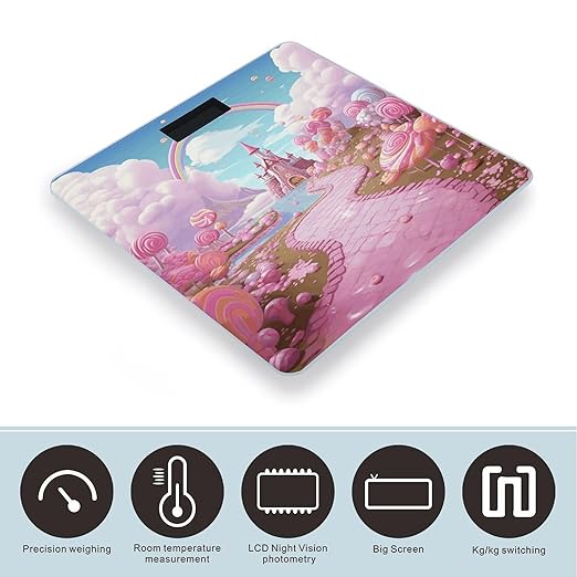 Candy Bathroom Scale Large LCD Backlight Display Digital Scale Rounded Corners Body Scales Automatic Power On/Off Bathroom Scales for Home Bedrooms