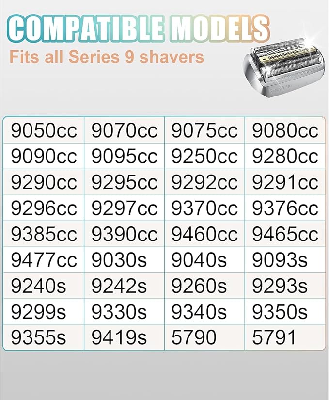 94M Series 9 Shaver Replacement Head Compatible with Braun Series 9 Electric Razors 9291cc 9370cc 9293s 9385cc 9390cc 9330s 9296cc (3 pcs)
