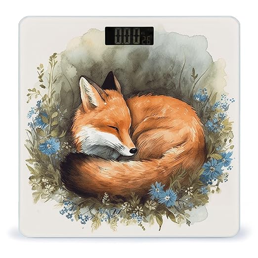 A Sleeping Fox Scale for Body Weight Precision Bathroom Weighing Scales with Back Lit LCD Display Sturdy Tempered Glass Body Weight Scales Digital Bathroom Scale 400lb
