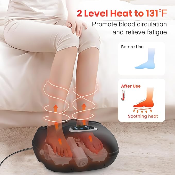 Foot Massager &amp Shiatsu Back Massager with HeatFoot Massager Machine for Plantar FasciitisBack Support Inflatable Flap Chair Massage Seat Cushion