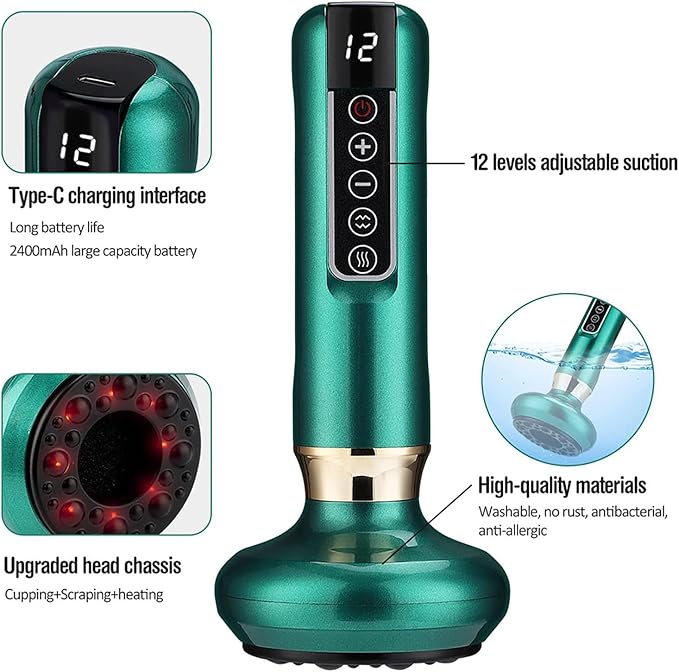 NICHOY Rechargeable Bianstone Scraping InstrumentVacuum Negative Pressure Cupping DeviceHousehold Electric Cupping DeviceNatural Bianstone(F)