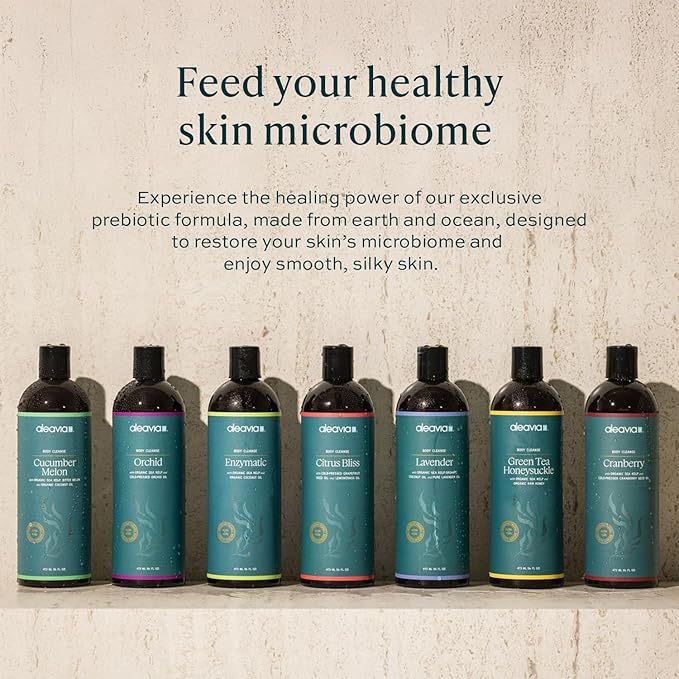 Aleavia Lavender Body Cleanse – Organic &amp All-Natural Prebiotic Body Wash Scented with Pure Essential Oils – Nourish Your Skin Microbiome – 16 Oz.