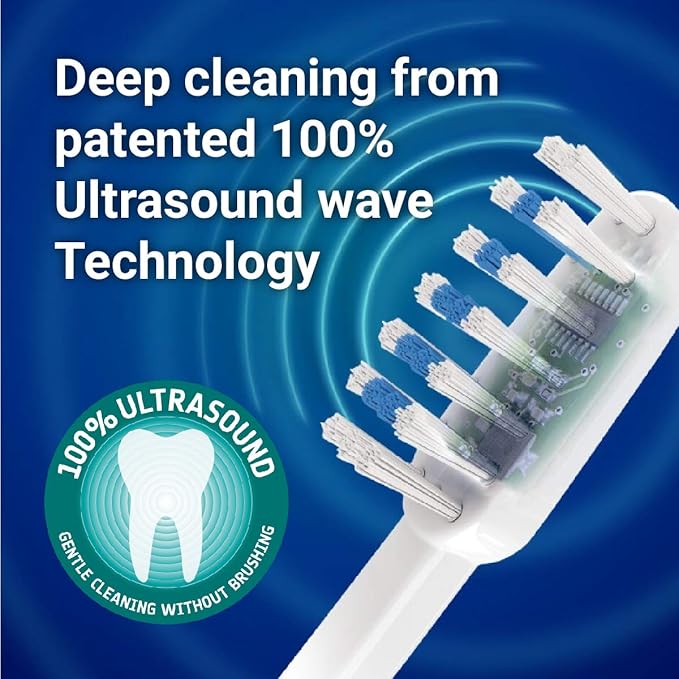 Emmi-dent Metallic/Professional 2-Pin Bristle-Head Attachments - Electric Toothbrush Replacement Heads. Cleans with Ultrasound Waves (Regular 2 Pack)