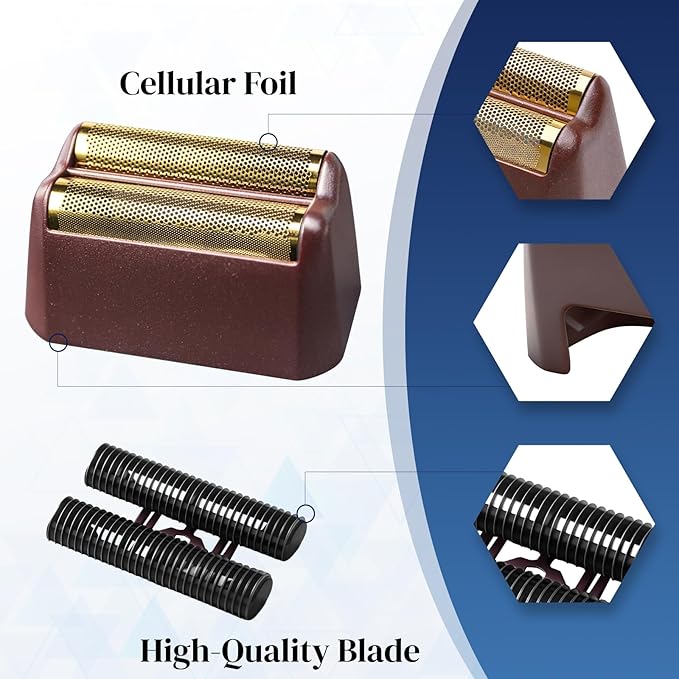 2 Pack Professional 5 Star Series Finale Shaver Replacement Foil and Cutter Bar Assembly Compatible with wahl Shaver Foil 7031-100 7043-100 Super Close Shaving Replacement HeadsRed
