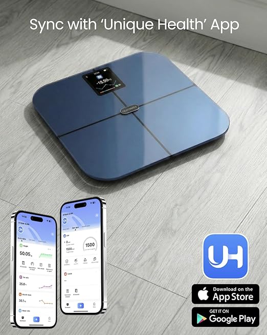 Smart Scale for Body Weight BMI Body Fat Muscle Mass 3.4 TFT Color Display Digital Bathroom Scale 25 Body Composition Analysis Sync App Bluetooth 400 lbs - Nexa 4
