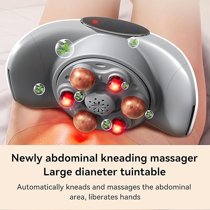 Automatic Abdominal Massager Bianstone Belly Rubbing Instrument Dual-use for Waist and Abdomen Positive and Negative Massage Flatulence Relief Promote Intestinal Peristalsis (White)