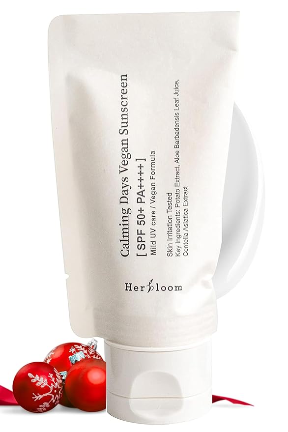 Herbloom Calming Days Vegan Sunscreen SPF 50+ PA++++ - Moisturizing and Non-Greasy Face Sun Screen - Reef-Friendly &amp Eco-Conscious Travel Size Sunblock w/Aloe Vera &amp Centella Asiatica (1.69 fl