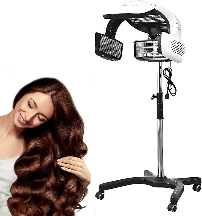 Professional Standing Hair Dryer Color Processor for Salon Beauty Barber Shop Perm Color Heater Hair Adjustable Height 51-61 in 360° Rotation Swivel Wheels 110V