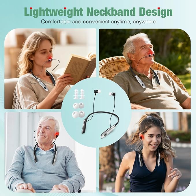 Upgraded 2-in-1 Red Light Wellness Device for Nose &amp Ear – 650nm LED Wearable with Red Light TherapyAuto Timer Supports RechargeableEar ComfortDaily Care