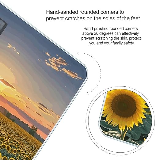Dreamlike Sunset of A Sunflower Field Bathroom Scale for Body Weight LCD Display Digital Bathroom Scale Tempered Glass Bathroom Weight Scales Fashion Smart Scales for Home Bedroom 400 Lb