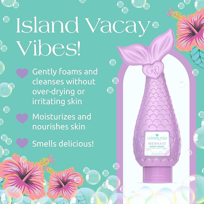 Glimmer Wish Mermaid Body Care Bundle – Shimmering Body Wash &amp Whipped Body Butter | Ocean Breeze Scent | Vegan Cruelty-Free Sulfate-Free Dermatologist Tested