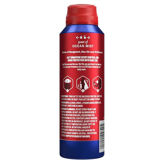 Old Spice Aluminum Free Body Spray for Men 24/7 Signature Scent &amp Lasting Freshness All-Day Odor Protection Easy Application Captain with Bergamot Sea Air &amp Driftwood Scent 5.1 oz (Pack