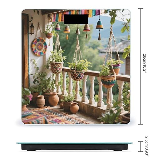 Boho Accent Weight Scale Large Digital Bathroom Scales with Bright LED Display Non Slip Digital Scale and Step On Fashion Weighing Machine for Body