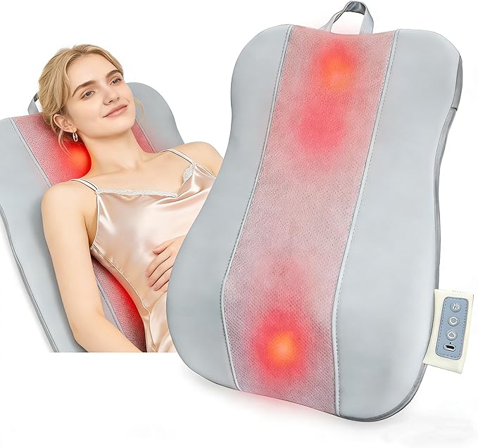 Back and Neck Massager with Heat 4D Kneading &amp Up-Down Rolling Massage Kneading Massage Pillow for Back Waist Neck Pain Relief Deep Tissue Ultrathin Shoulder Massage Gifts for Women Men Par