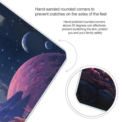 Colorful Retro Space Theme Digital Bathroom Scale for Body Weight Weighing Scale with Backlit LCD Display High Precision Measurements &amp Measures Weight Up to 180kg