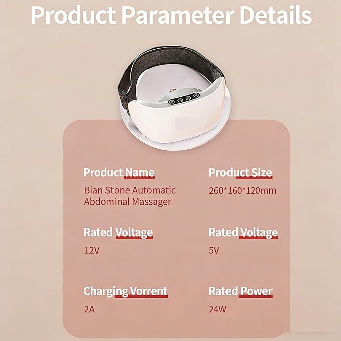 Electric Abdominal Massager with Heating Forward &amp Reverse Rotation 3 Adjustable Intensity Levels Waist &amp Abdomen Dual-Use Constant Temperature Hot Compress