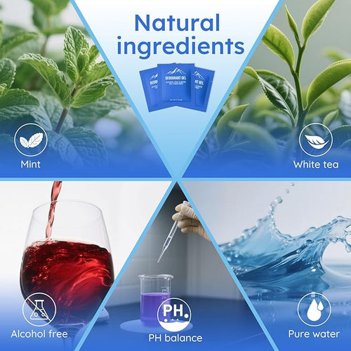 0.14oz Bulk Deodorant Gel Individually WrappedTrial Size Deodorant Mini Travel SizeNatural Mint And White Tea &amp Aluminum FreeGreat for Travel Homeless Shelters Charities Hotels (400)