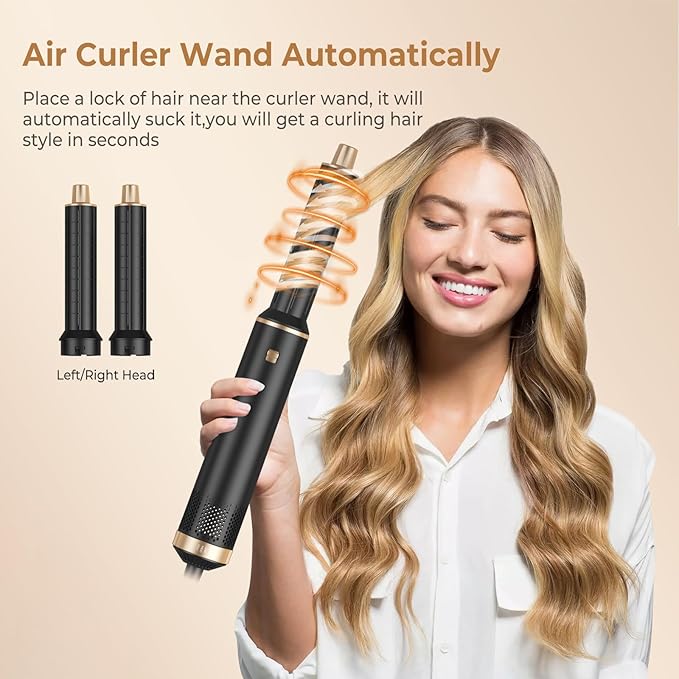 5 in 1 Blow Dryer Brush Upgrade Hair Dryer Brush Set Negative Ion Air Styler Curling Wrap Air Curler Hot Air Brush Curling Iron Hair Styling Tools As A Gift for Straight/Curl/Dry/Smooth