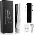 Hair Straightener and Curler 2 in 1 Rechargeable Battery Operated Hair Straightener 4800mAhMini Size Easy CarryTitanium Plate Straightener Curling Iron (White)