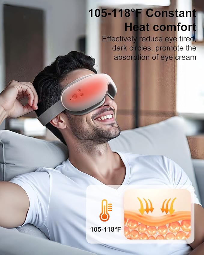 cotsoco Eye Massager with Heat Birthday Gifts for Women Heated Eye Mask with Bluetooth Music Relax &amp Reduce Strain Dark Circles and Improve Sleep Gift for Mom Dad Women Men