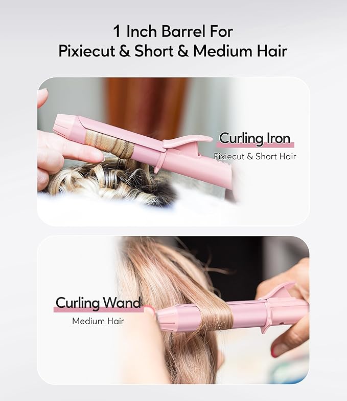 FARERY Mini Curling Iron 1 Inch Ceramic Mini Hair Curler with 3 Adjustable Temp Auto-Off 100-240V Dual Voltage for Travel Infused with Keratin &amp Argan Oil Travel Size Curling Iron with Storag