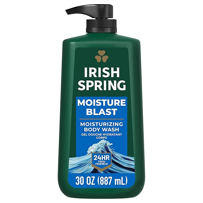 Irish Spring Moisture Blast Body Wash for Men 20 Fl Oz (Pack of 2) &amp Moisture Blast Body Wash 30 Oz Pump