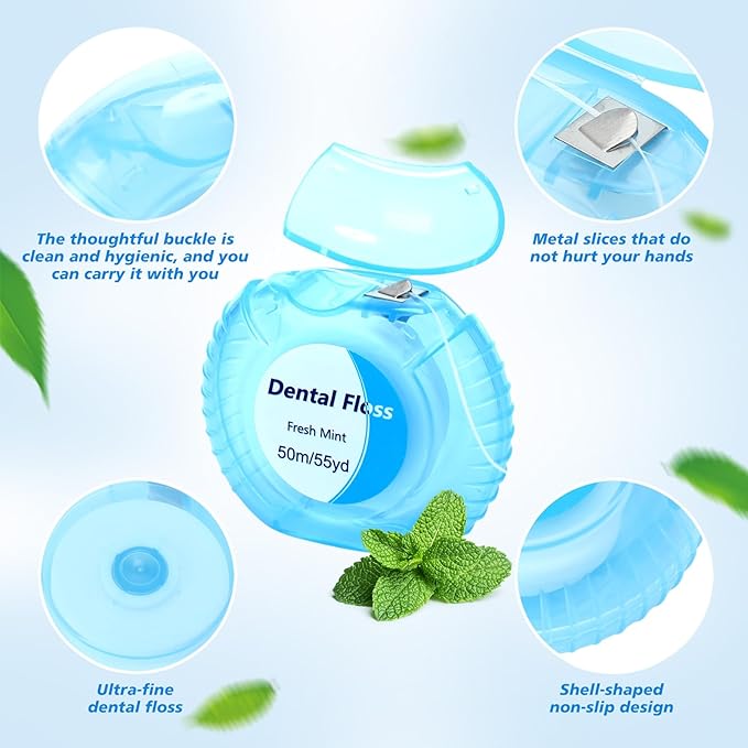 Geiserailie 96 Pcs Mini Dental Floss Bulk Mint Dental Floss for Homeless 54.6 yd Plaque Remover Teeth Shred Resistant Oral Care Cleaning for Adults Travel Wedding Bridal Shower Donated Gifts(6 Colors)