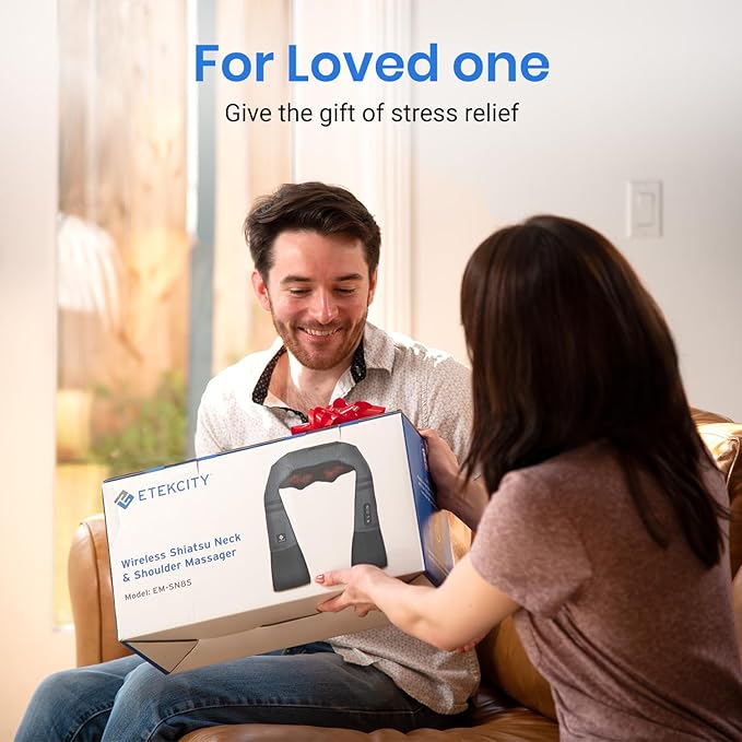 Etekcity FSA Eligible Cordless Neck Massager with Heat for Pain Relief Deep Tissue FSA Wearables Rechargeable Shiatsu Back Shoulder Massage Tool Best Gift for Mother Father HSA Items
