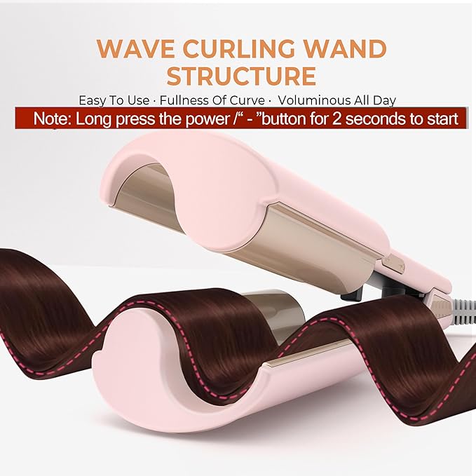 Waver Hair ToolMini Waver Curling IronCurling Iron Hair Crimper WaverIonic Deep Waver Curling Wand with Ceramic 2 Barrel for WomenDouble Voltage Easy to Use Pink 1.25 Inch