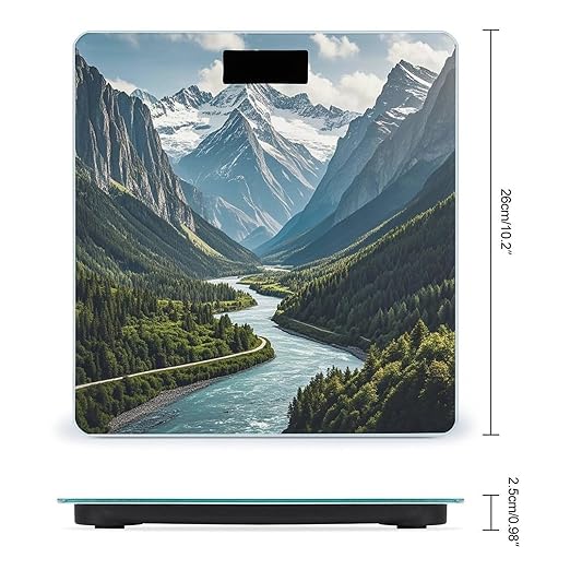 Digital Bathroom Scale for Body Weight Scale with Bright LCD Display High Accuracy Step-On Technology Auto On/Off Mountains and Rivers Digital Scales 400 Lbs /180kg