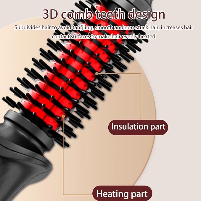 Hair Curling Wands - Small Hair Curling Iron Travel Cordless Heated Round Brush | USB Rechargeable Large Capacity Heat Styling Curling Brush3 Gear Temperature Grooming Tool for Business Triphotel