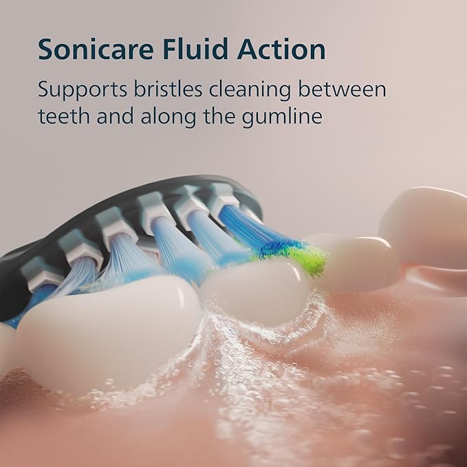 Philips Sonicare 6500 Series Electric Toothbrush - Next-Generation Sonicare Technology Pressure Sensor 9 Brushing Settings SmarTimer BrushPacer 21-Day Runtime Travel Case Navy Blue HX7413/07