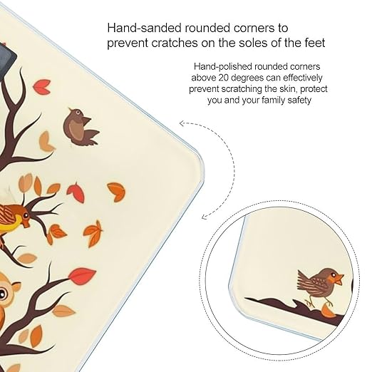 Cartoon Family Owls On The Brown Tree Scale for Body Weight Highly Accurate Digital Bathroom Scale Sturdy Tempered Glass Weighing Scales with LCD Display Fashion Body Fat Smart Scales 400lb