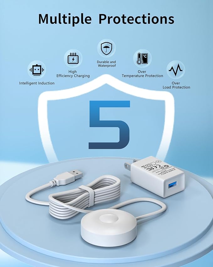 WUKUR Charger for Oral B iO Series Charging BaseCompatible with Oral B iO Electric Toothbrush 7/8/9/10 Series Magnetic Travel Charger Base Model 3768 Power Cord(White)