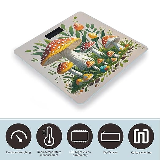 Colored Mushrooms Smart Scale for Body Weight Accurate Bathroom Scale with LED Display Digital Weight Scales Weighing Machine High Precision Scales for Bath Home