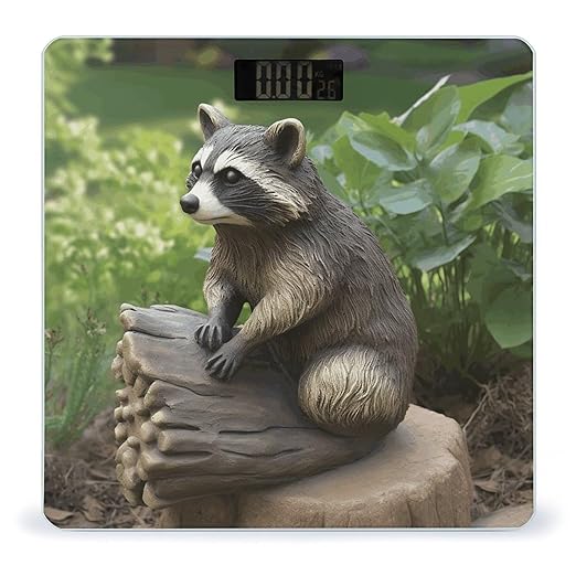 Raccoon Statue Digital Bathroom Scale for Body Weight Weighing Scale with Backlit LCD Display High Precision Measurements &amp Measures Weight Up to 180kg