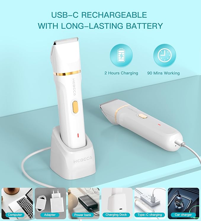 Bikini Trimmer for Women 3in1 Electric Razor for Women with Facial Trimmers &amp Intimate Shaver for Sensitive Skin Waterproof Wet &amp Dry Use Rechargeable Pubic Hair Trimmer Removal